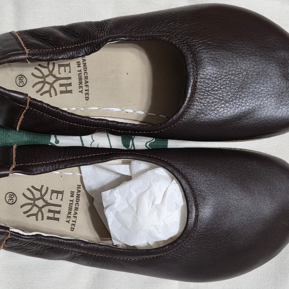 Earthing Harmony Elegant Brown Leather "Grounding" Ballet Flats - Picture 12 of 15